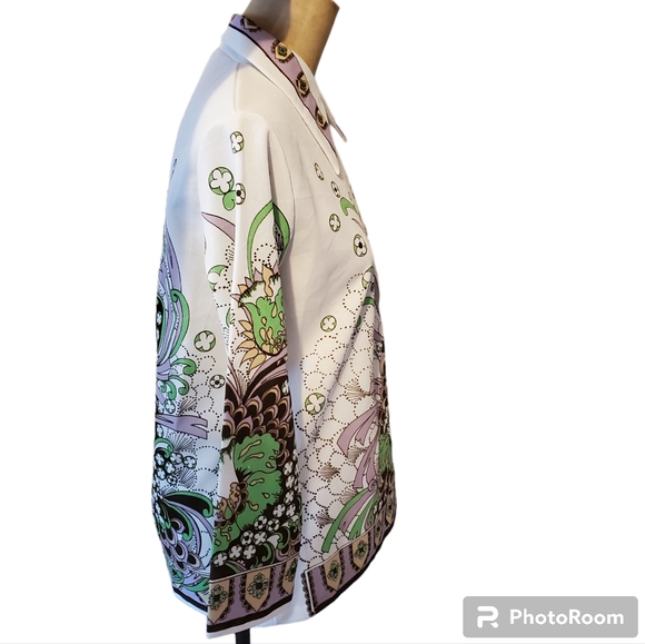 VINTAGE  Green Floral top medium - Picture 5 of 9